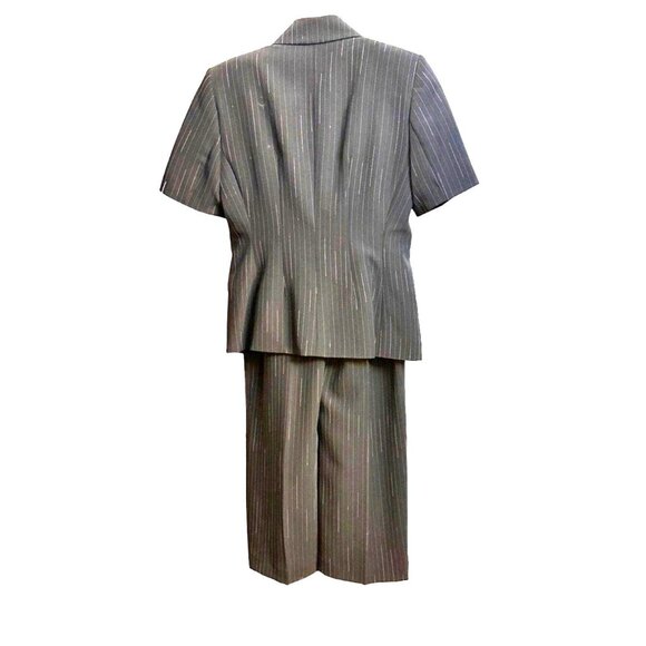 Kasper Size 2P Black Petite Women’s Two Piece Striped Short Sleeves Suit Black - Picture 5 of 15